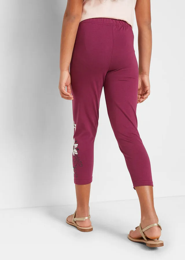 Leggings 3/4 para niñas de algodón orgánico (2 unidades) Rosa granate